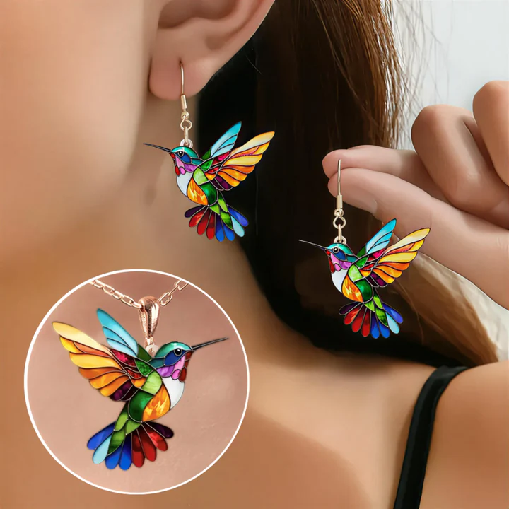 Pendientes Colibrí y collar